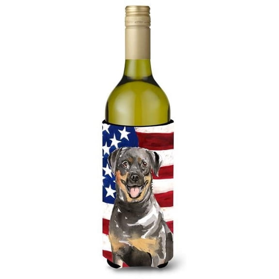 Patriotic USA Rottweiler Wine Bottle Beverge Insulator Hugger