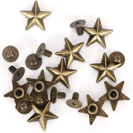 

QAQ-50 Set Star Studs 14mm Chicago Screws Rivet Studs for DIY Clothes Shoes Purse Decoration(Bronze)**