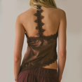 thumbnail image 5 of Women Satin Lace Trim Camisole Tops Silk Halter Tie Side Tank Top Going Out Camisoles Streetwear Pink L, 5 of 9
