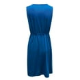 thumbnail image 5 of B91xZ Robes Printemps Été Grande Taille Sans Manches Col en V Robe Longue Boho Taille Haute Robe Trapèze à Volants, Bleu m, 5 of 5