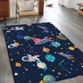 thumbnail image 2 of Navy Blue Space Area Rugs 2.7'x5', Washable Small Throw Rugs for Kitchen Bedroom, Rocket Planet Star Colorful Indoor Outdoor Rug Non-Slip Low Pile Carpet Runner Reversible Floor Mats, 2 of 8