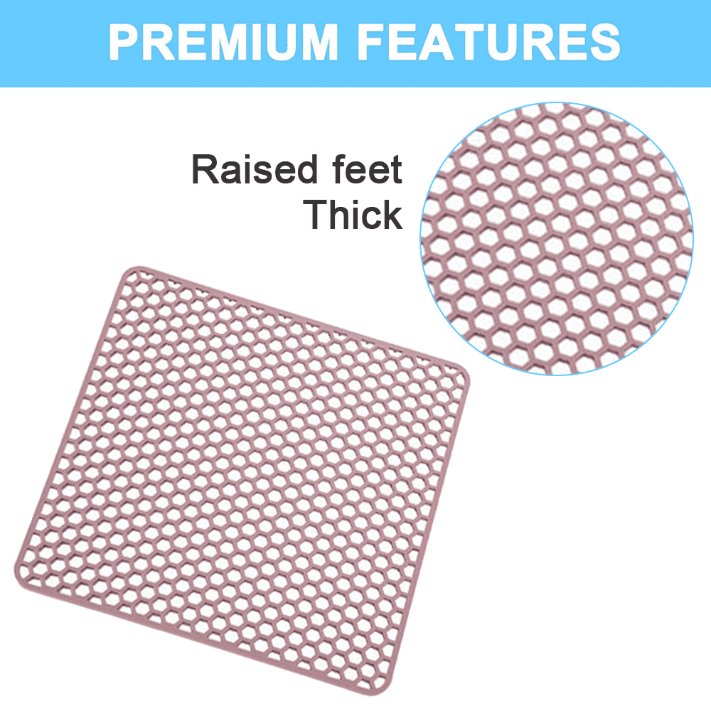 Conditiclusy Anti-Scratch Food Grade Hollow Sink Mat with Drain Hole Practical Heat-Resistant Silicone Sink Dishwashing Pad Kitchen Tool, Size: 34.49