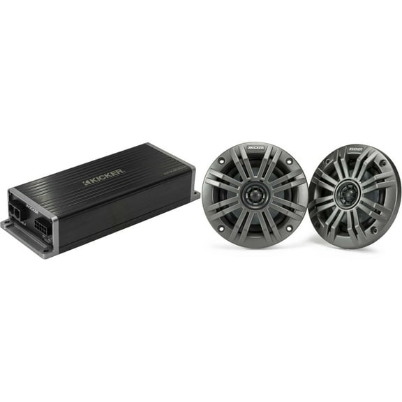 Kicker Marine KPX300.4 Powersports Amp &  4" Marine Speakers (4 Ohm )