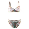 thumbnail image 4 of Gibobby Lencería sexy para mujer Conjunto de Lencería de Malla, Elegante Conjunto de Lencería con Bordado de Bloques de Color Ajustable para Mujer para Luna(Verde, XG), 4 of 5