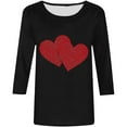 thumbnail image 3 of TYGHBN Women's Fashion Valentine's Day Printed Round Neck Three Quarter Sleeve Casual T Shirt Top Polyester Tees Women Short Sleeve Active Wear Womens Hiking Athletic Tops for Women Long Sleeve Tops, 3 of 3