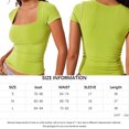 thumbnail image 2 of Camiseta Camisa básica de mujer Color sólido Top sin costuras Cuello cuadrado Ropa informal de calle Traje Ygjytge Verde S para Mujer, 2 of 8