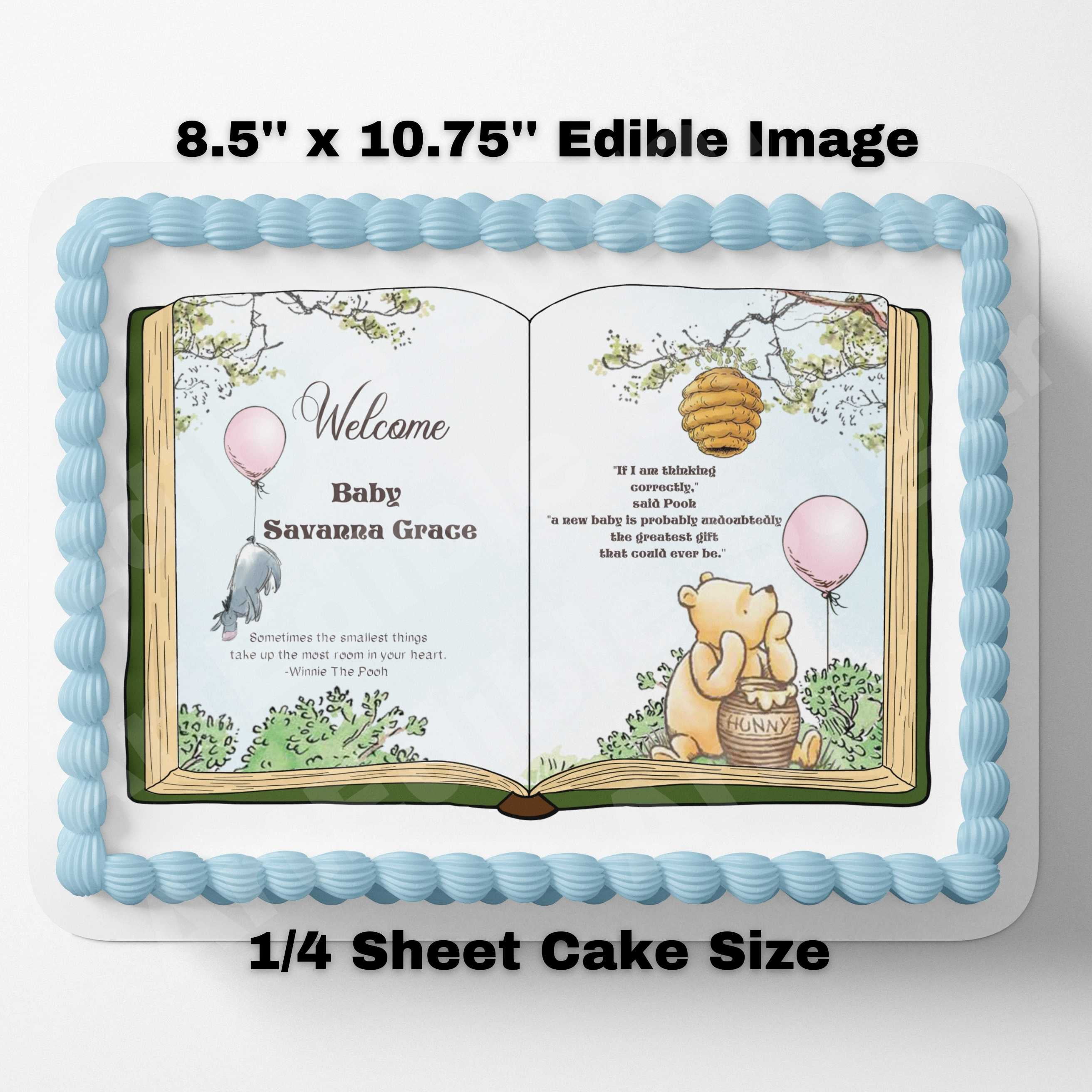 Disney Baby Winnie The Pooh 1st Birthday Edible Cake Topper Image, Size: 1/4 Sheet and Other similarly Priced Sizes
