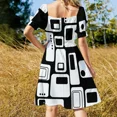 thumbnail image 4 of Black White Contrast Abstract Sleeveless Dress dress wom summer02 eving dresses wom Dress, 4 of 6