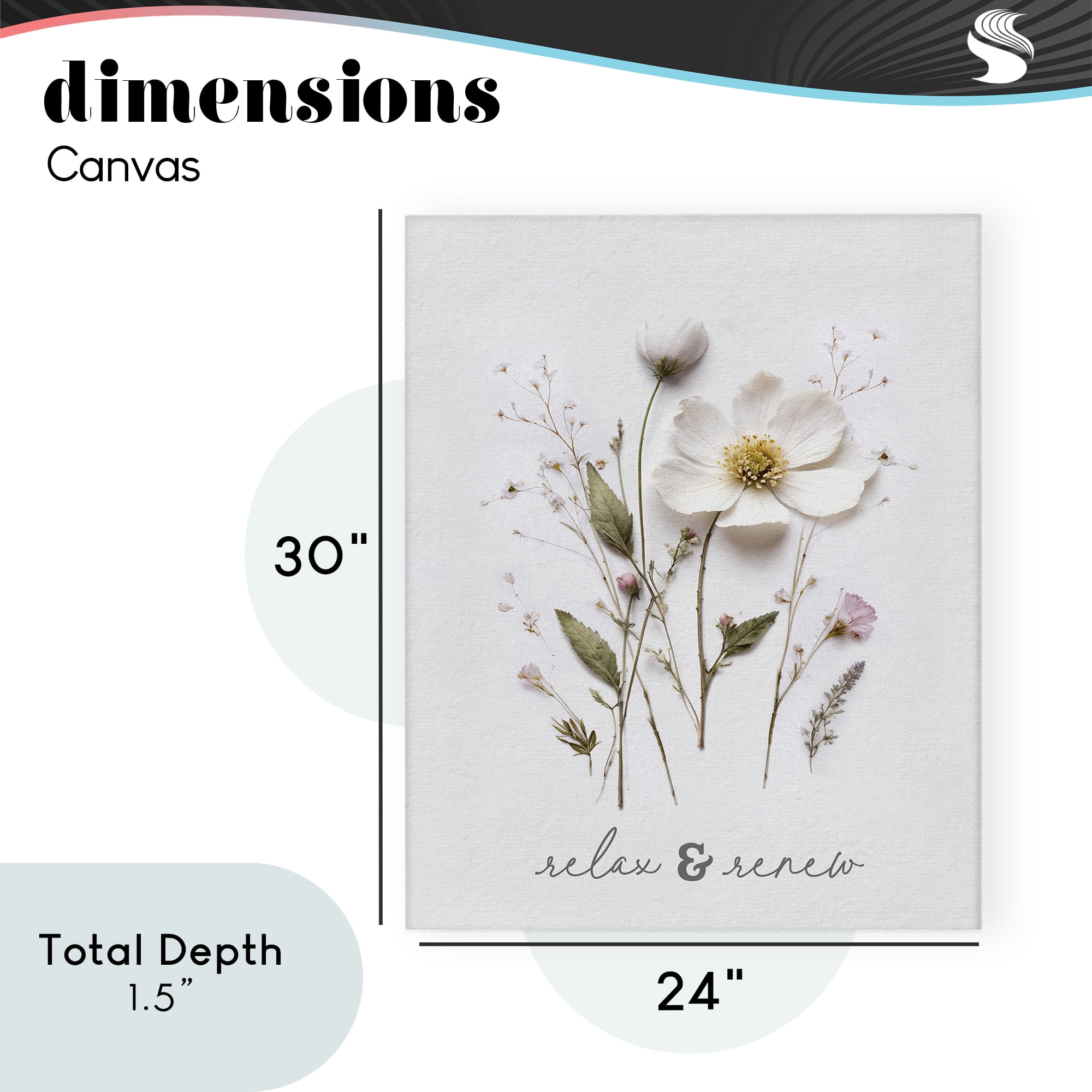Pressed Flower Relax & Renew Canvas Wall Art, design by Lettered and Lined