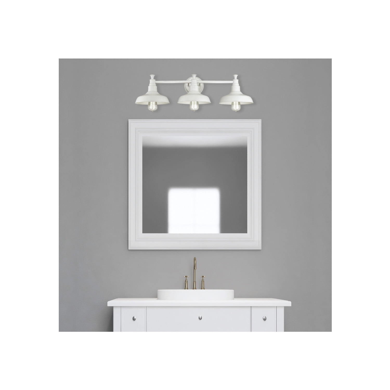 Design House Kimball 3-Light Industrial Indoor Vanity Light with Metal Shade, White