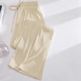 thumbnail image 3 of ClodeEU Women Drawstring Elastic Waist Wide Leg Sweatpants,Casual Loose Pants Beige,Women's Plus L, 3 of 5