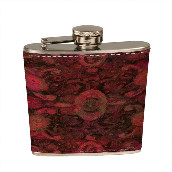 KuzmarK 6 oz. Leather Pocket Hip Liquor Flask - Paisley Pretty Painting