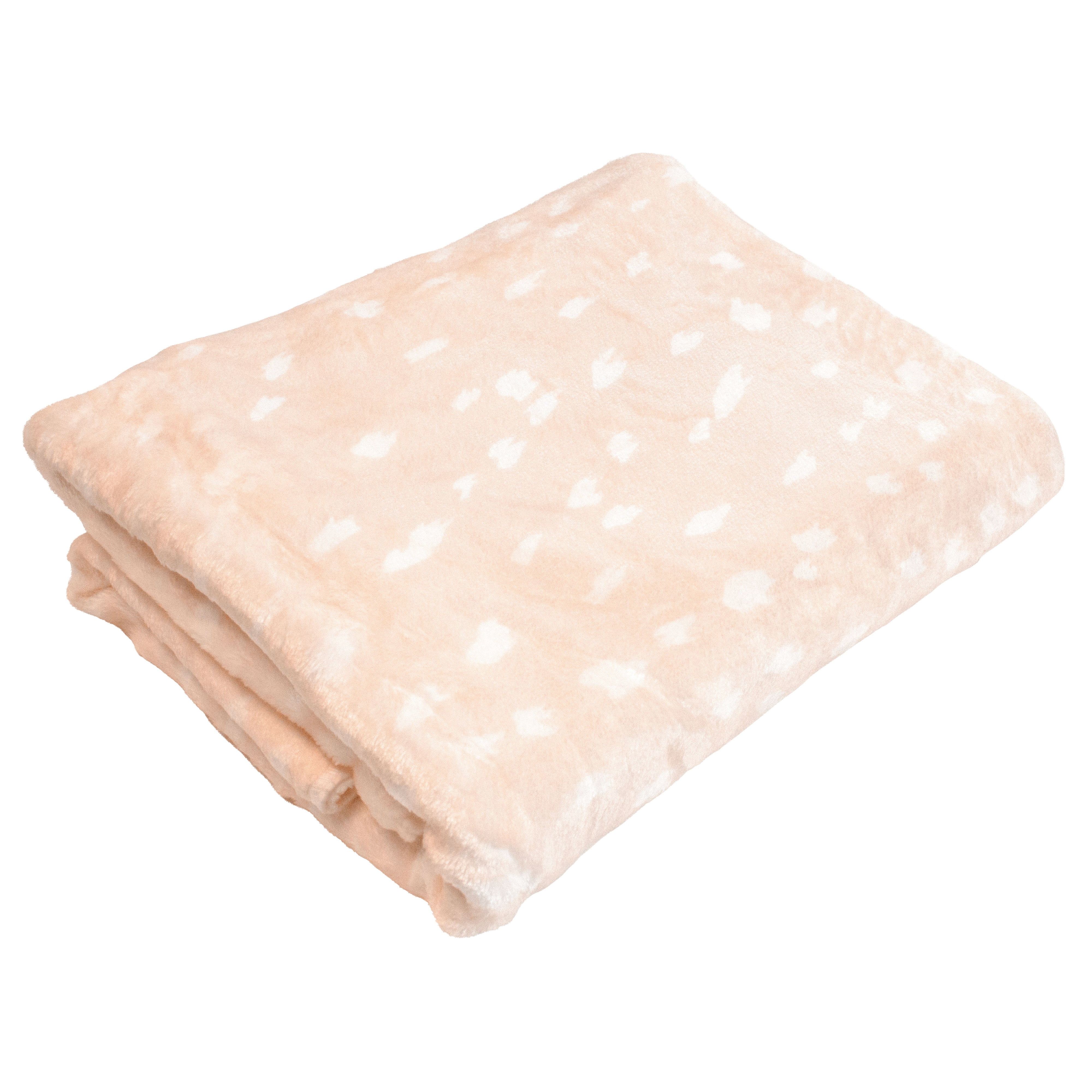 Everything Comfy Deer Fawn Print Decorative Throw Blanket, 42" X 60", Blush