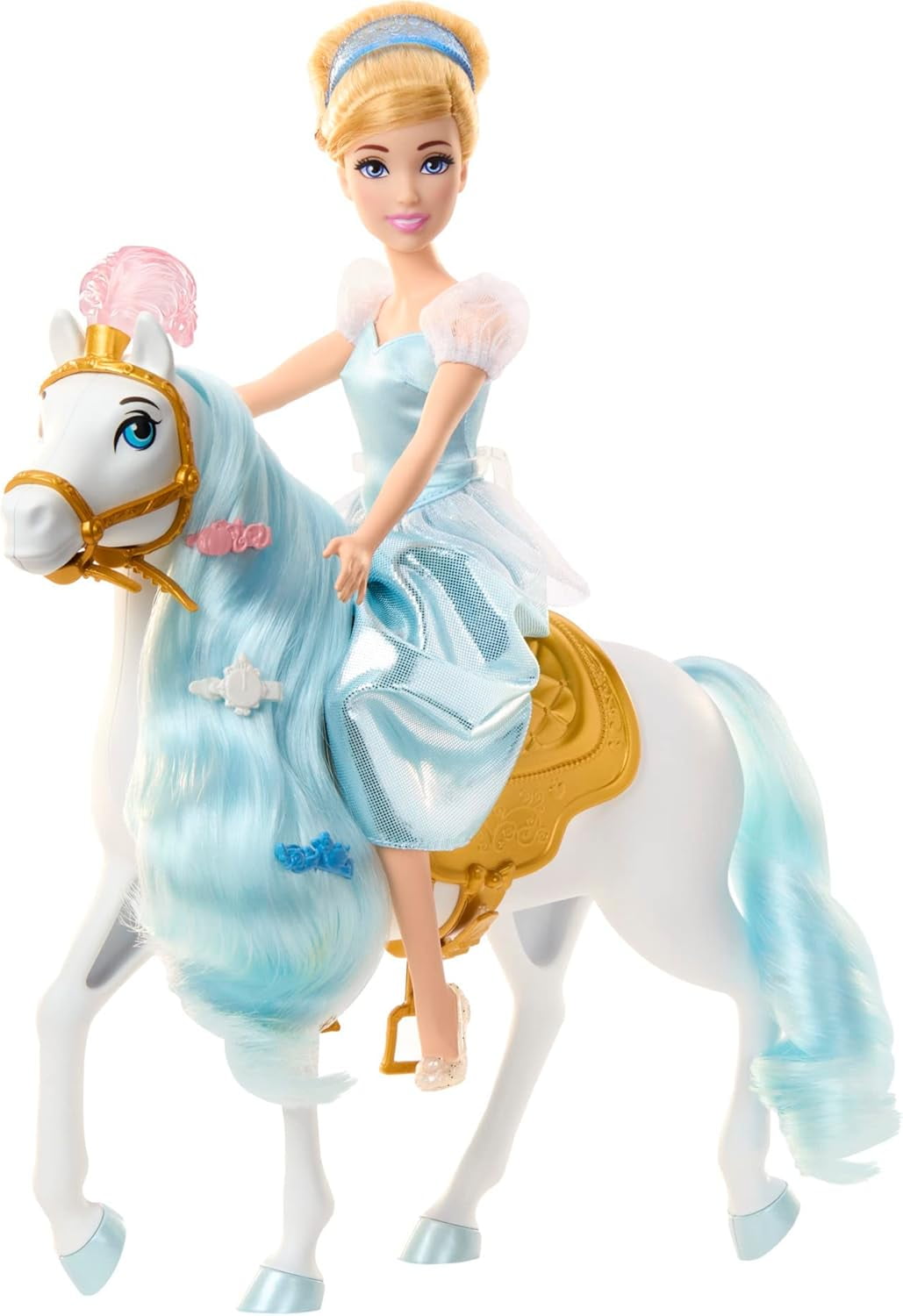 Mattel Disney Princess Toys, Cinderella Doll with Horse and Styling Accessories, Inspired by the Disney Movie, HPF95