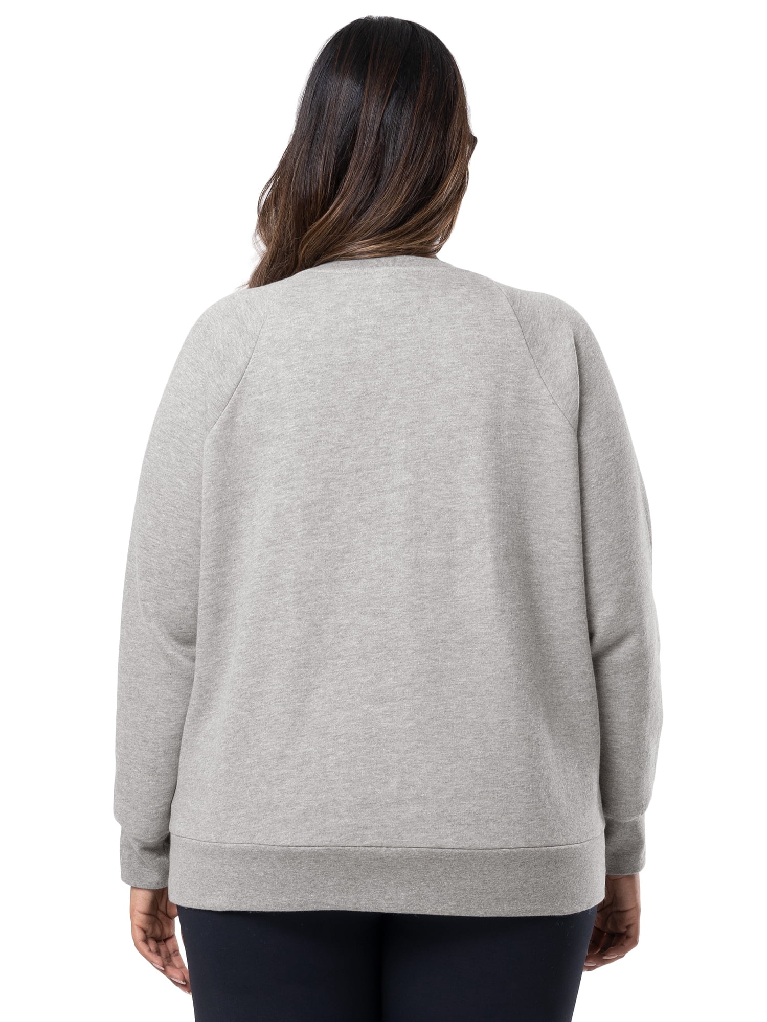Terra & Sky Women's Plus Size Cotton Blend Fleece Sweatshirt, 2-Pack