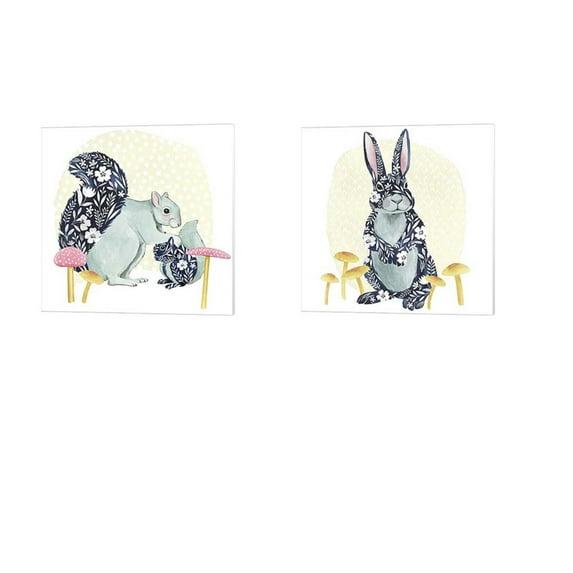 Flower Children by Grace Popp Canvas Art Set of 2 14 inch X 14 inch Each