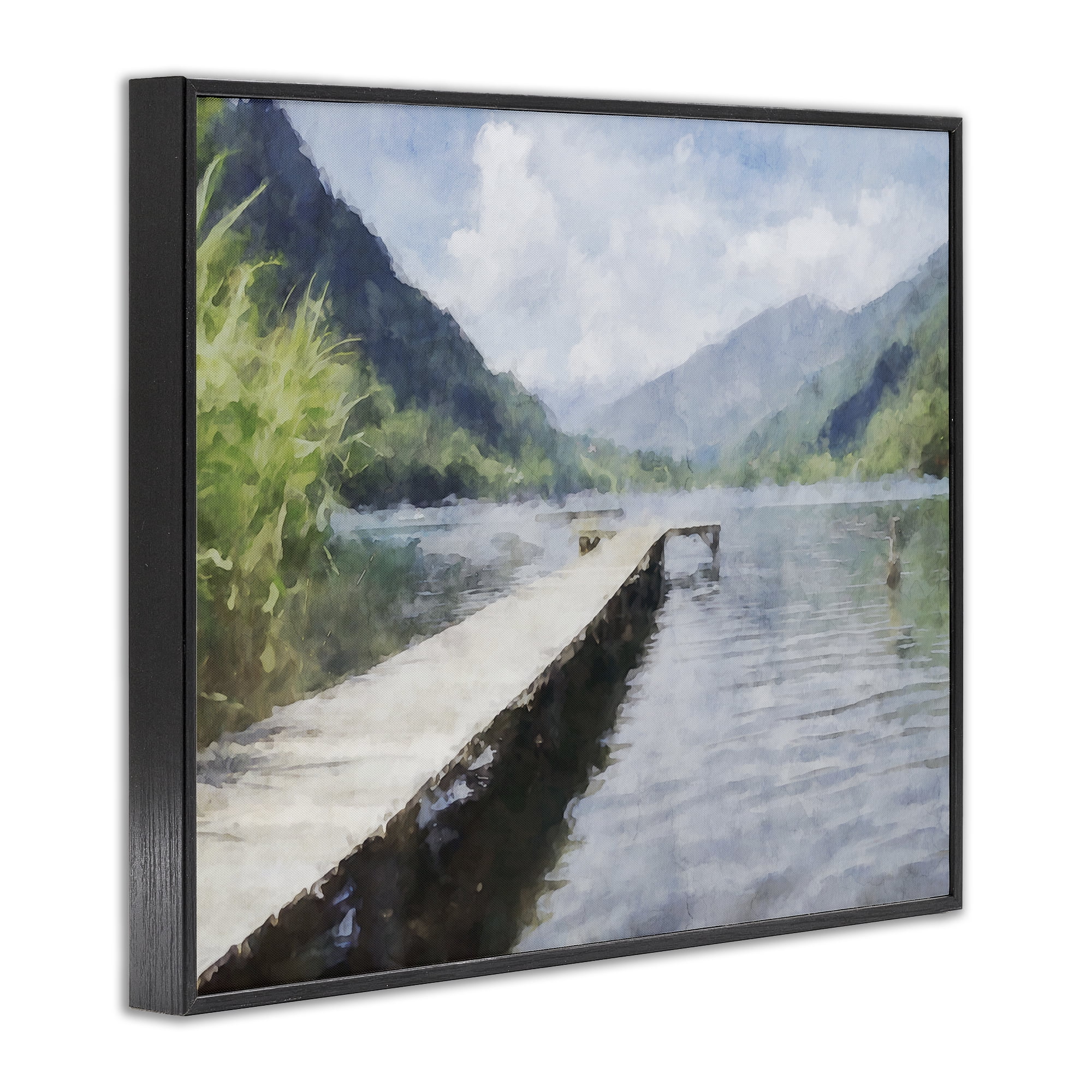 Stupell Industries Dappled Lake Dock Black Framed Giclee Art, design by Kim Curinga