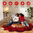 thumbnail image 4 of Flowers 5 Ft Round Throw Accent Area Rugs Floral Rose Flower Shaped Rug Modern for Girls Bedroom Floor Living Room Carpet 301 Red, 4 of 10