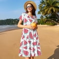 thumbnail image 4 of Vsdgher Robes Maxi Midi Décontractées Melon D\'eau pour Femmes Été 2025 Manches Courtes Légères Col Rond Robe de Plage, 4 of 6