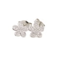 thumbnail image 2 of New 14k white Gold 0.16Ct Round Diamond flower stud Earrings Push Back Fastening, 2 of 12