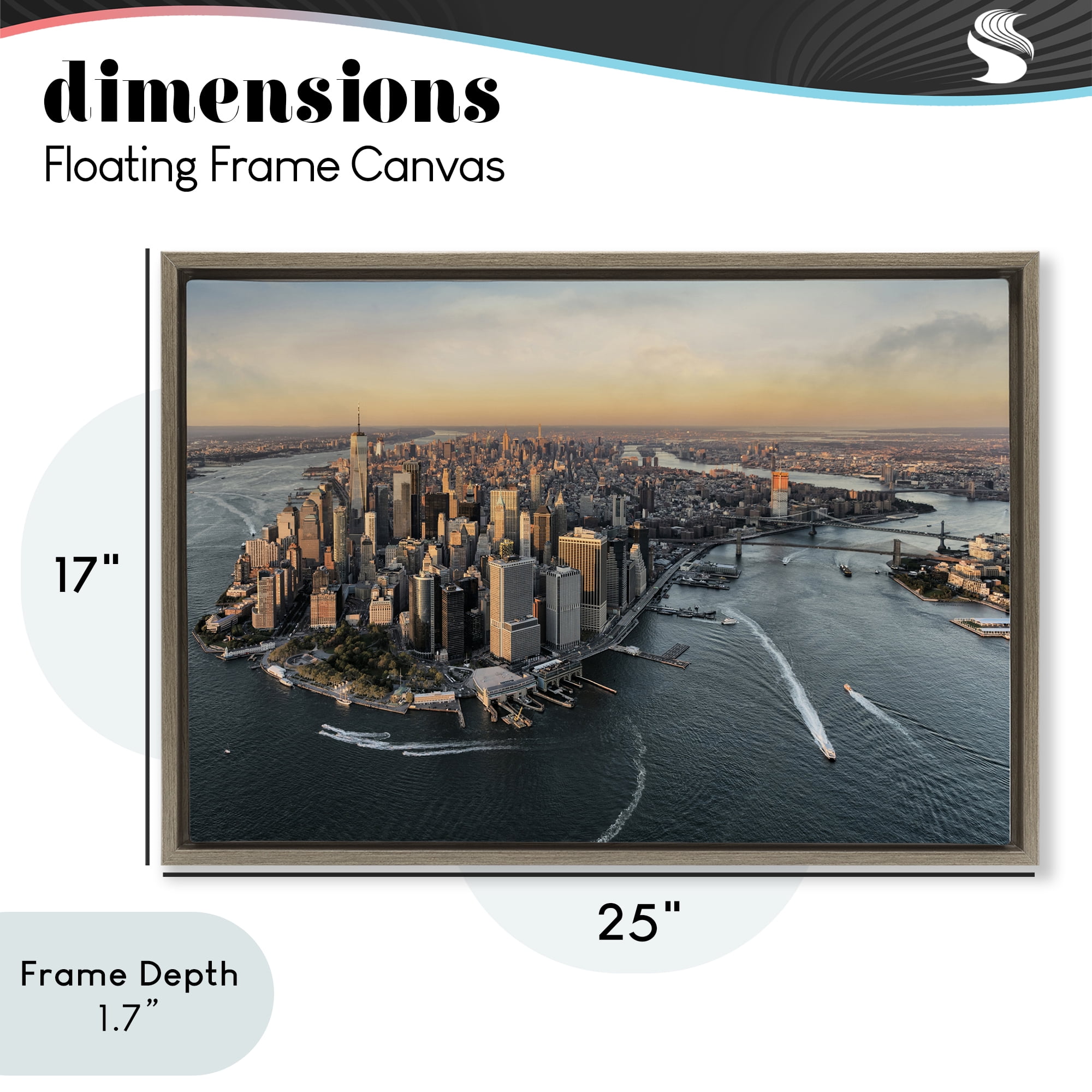 Stupell Industries Manhattan From Above Brown Framed Floater Canvas Wall Art, design by Scott Stulberg