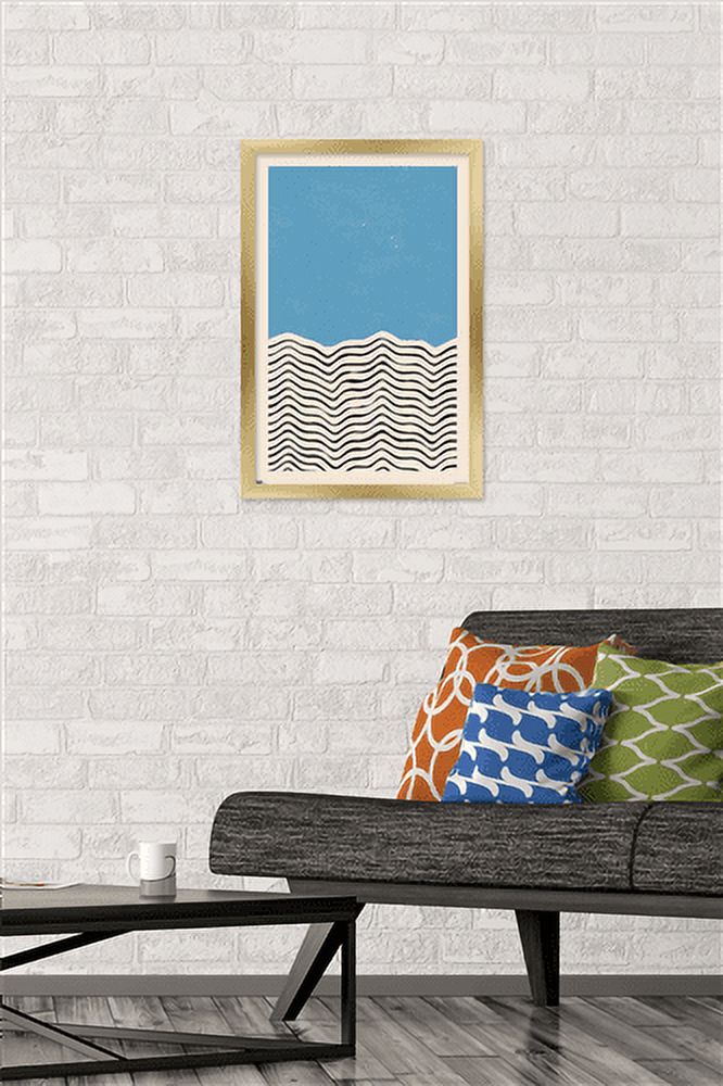 Geometric - Blue Wall Poster, 14.725" x 22.375", Framed