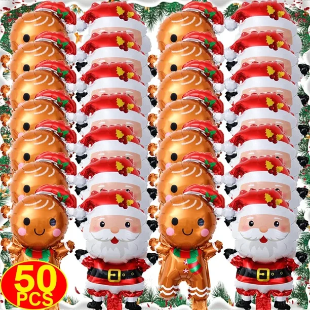 Pack De 12 Globos Navideños De Aluminio | Motivos De Papá Noel, Reno, Muñeco De Nieve... | Decoración Brillante Para Fiestas