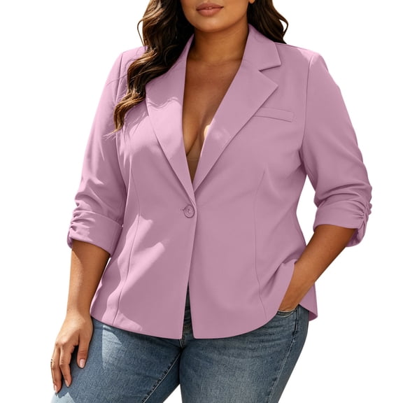 Guluxicc Women's Suit Jackets Plus Size Loose Button Closure Long Sleeve Business Casual Dress Jackets for Everyday Wear Spring Summer Casual Outfits