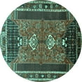 thumbnail image 1 of Ahgly Company Indoor Round Persian Turquoise Blue Traditional Area Rugs, 5' Round, 1 of 4