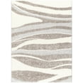 thumbnail image 2 of Hauteloom Hasad Modern Abstract Area Rug - Trellis Fluffy High Pile Super Soft Shag Rug - Contemporary Geometric Carpet for Living Room, Bedroom - Off-White, Brown, Gray - 6'7" x 9' (6x9), 2 of 9