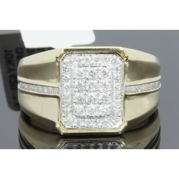 10K SOLID YELLOW GOLD .75 CARAT REAL DIAMOND ENGAGEMENT RING WEDDING PINKY BAND