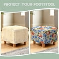 thumbnail image 6 of SCRAWLGOD Flower Strawberry Print Blue Beige Stretch Ottoman Cover Square Ottoman Slipcovers for Foot Stool & Folding Storage Furniture Soft Form Fit with Elastic Bottom for Pets, 6 of 7