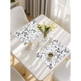 thumbnail image 5 of Black Grey Botanical Placemats Set of 8, Watercolor Spring Floral Summer Leaf Placemats for Dining Table, Place Mats for Kitchen Tabletop, Waterproof Wipeable Dining Table Mats Set, 5 of 9