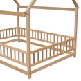 thumbnail image 6 of Full Size House Bed Frame with Full Fence Guardrails, Wooden Platform Bed Frame, Easy to Assemble, Natural, 6 of 9