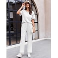 thumbnail image 3 of EKOUAER Women Waffle Knit Lounge Sets Short Sleeve Top and Long Pant Pajama Set Loungewear 2 Piece Pjs Set with Pockets, 3 of 6