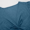 thumbnail image 6 of EASYBRA Women V Neck Short Sleeve Ruched A Line Midi Dress High Waist Summer Casual Fit and Flare Solid Color Dress, 6 of 8