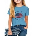 thumbnail image 2 of BRGZLK Boys Girls 4Th Of July T-Shirts Trendy Independence Day Flag Printed Blouse Kids Casual Round Neck Memorial Day Short Sleeved Tops Sky Blue 3-4 Years, 2 of 4