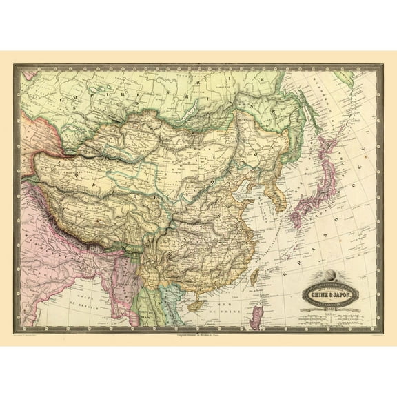 Historic Map - China Japan - Renouard 1860 - 30.88 x 23 - Vintage Wall Art