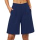 thumbnail image 1 of Pantalones cortos casuales de cintura alta para mujer - Pantalones de playa holgados hasta la rodilla con bolsillos, 1 of 5