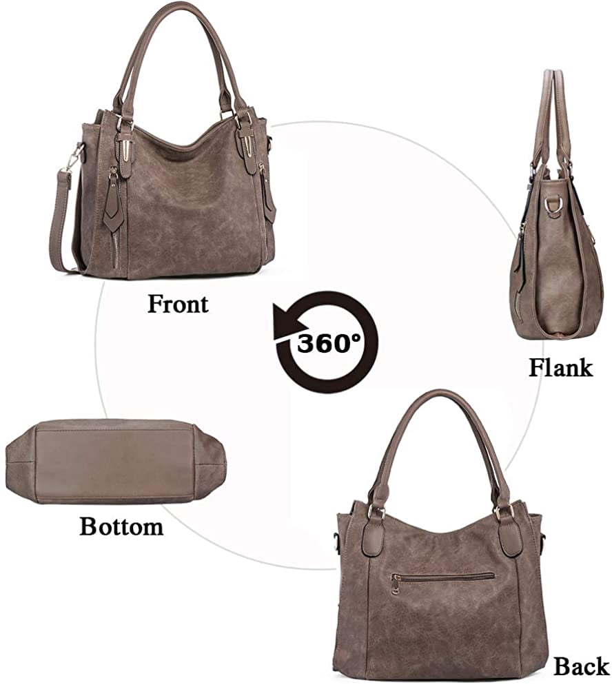 JOYSON Handbags for Women Shoulder Tote Zipper Purse PU Leather Top-handle Satchel Bags Ladies Medium A-sepia Brown