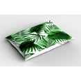 thumbnail image 2 of Palm Leaf Pillow Sham Realistic Vivid Leaves of Palm Tree Growth Ecology Lush Botany Themed Print, Decorative Standard King Size Printed Pillowcase, 36 X 20 Inches, Fern Green White, by Ambesonne, 2 of 2