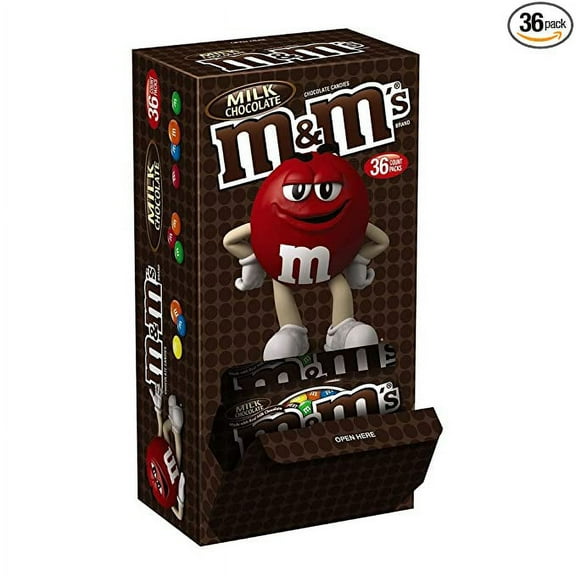 M&M'S Milk Chocolate Candy Singles Size 1.69-Ounce Pouch 36-Count Box