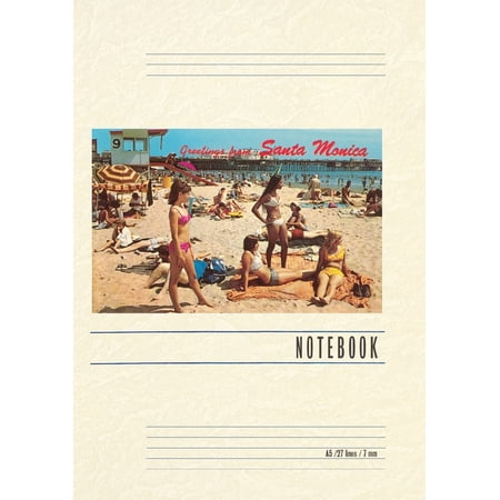 Vintage Lined Notebook Greetings from Santa Monica California Beach Scene (Paperback)