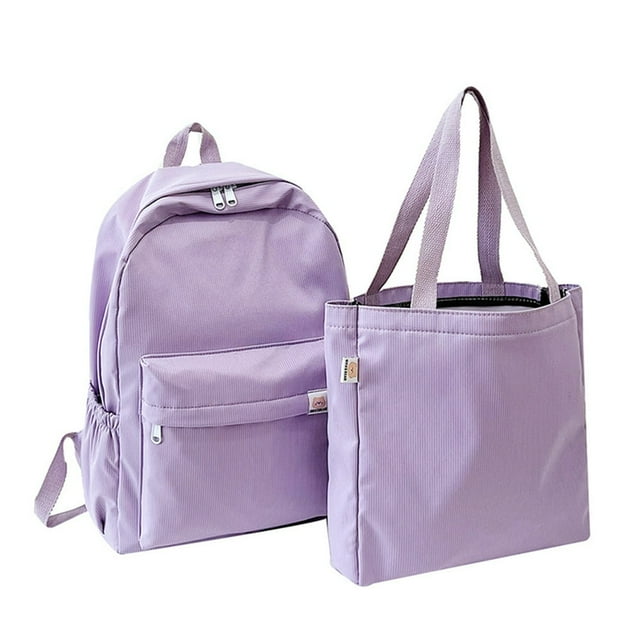 2pcs/set Femmes Sac à Dos de Voyage de Mode Sac d'École avec Sac à Main (Violet)