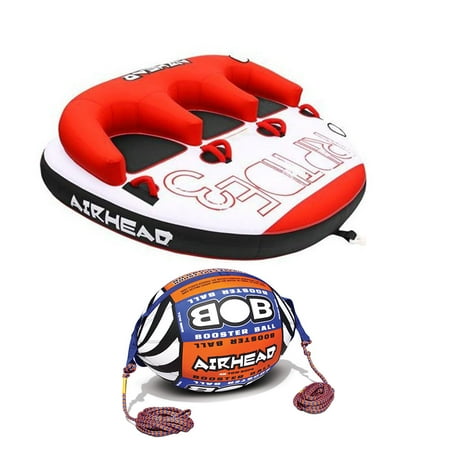 Riders Ball - Airhead Triple Rider Inflatable Tube & Tow Rope w/ Inflatable Buoy Booster Ball