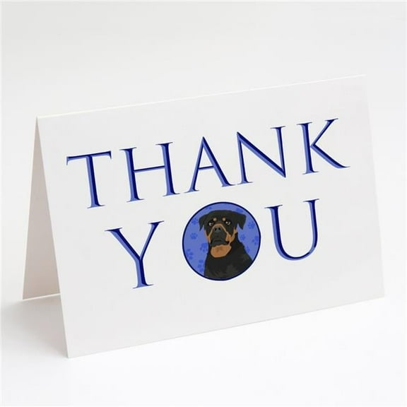 Rottweiler Black and Mahogany Thank You Greeting Cards and Envelopes Pack of 8 7 in x 5 in