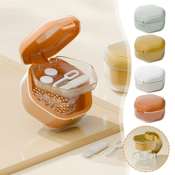 OEFNTAC Orthodontic Retainer Case Denture Storage Box Portable Cleaning Container