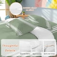 thumbnail image 3 of Dark Sage Green Duvet Cover Set, Farmhouse Sage Green White Striped Soft Duvet Cover Twin Size Bedding Set 4 Pieces, 1 Quiltcover and 2 Pillowcases with Zipper, 1 Bed Sheet for All Seasons, 3 of 9
