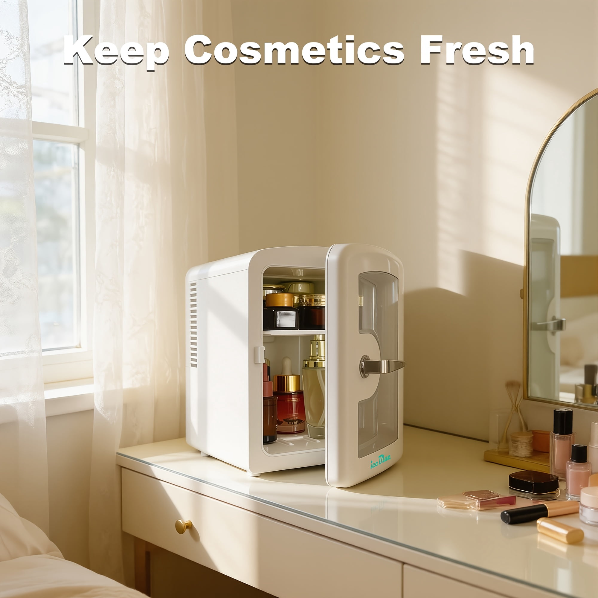 4-liter Portable Mini Refrigerator Freezer, Six 12-ounce Cans Compact Refrigerators, White