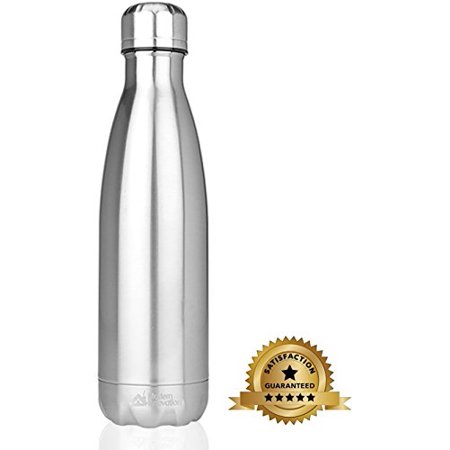 - Modern Innovations Stainless Steel Portable Water Bottle Leak Proof, Double Walled, Vacuum Insulated & BPA Free - Keep Your Drink Hot & Cold Perfect for Camping, Picnic, Gym & Travel | 17 Oz (Chrome)